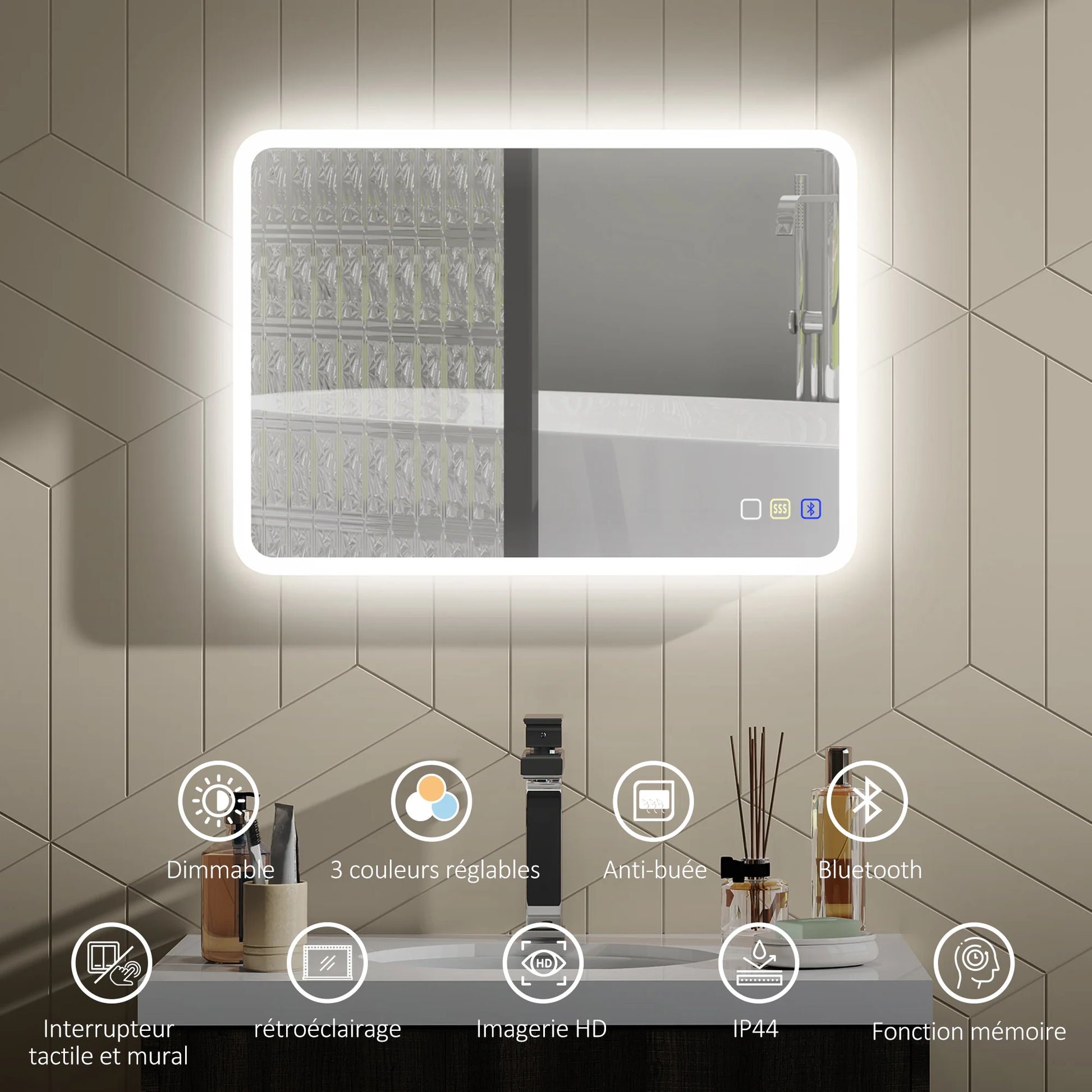 Miroir LED Bluetooth