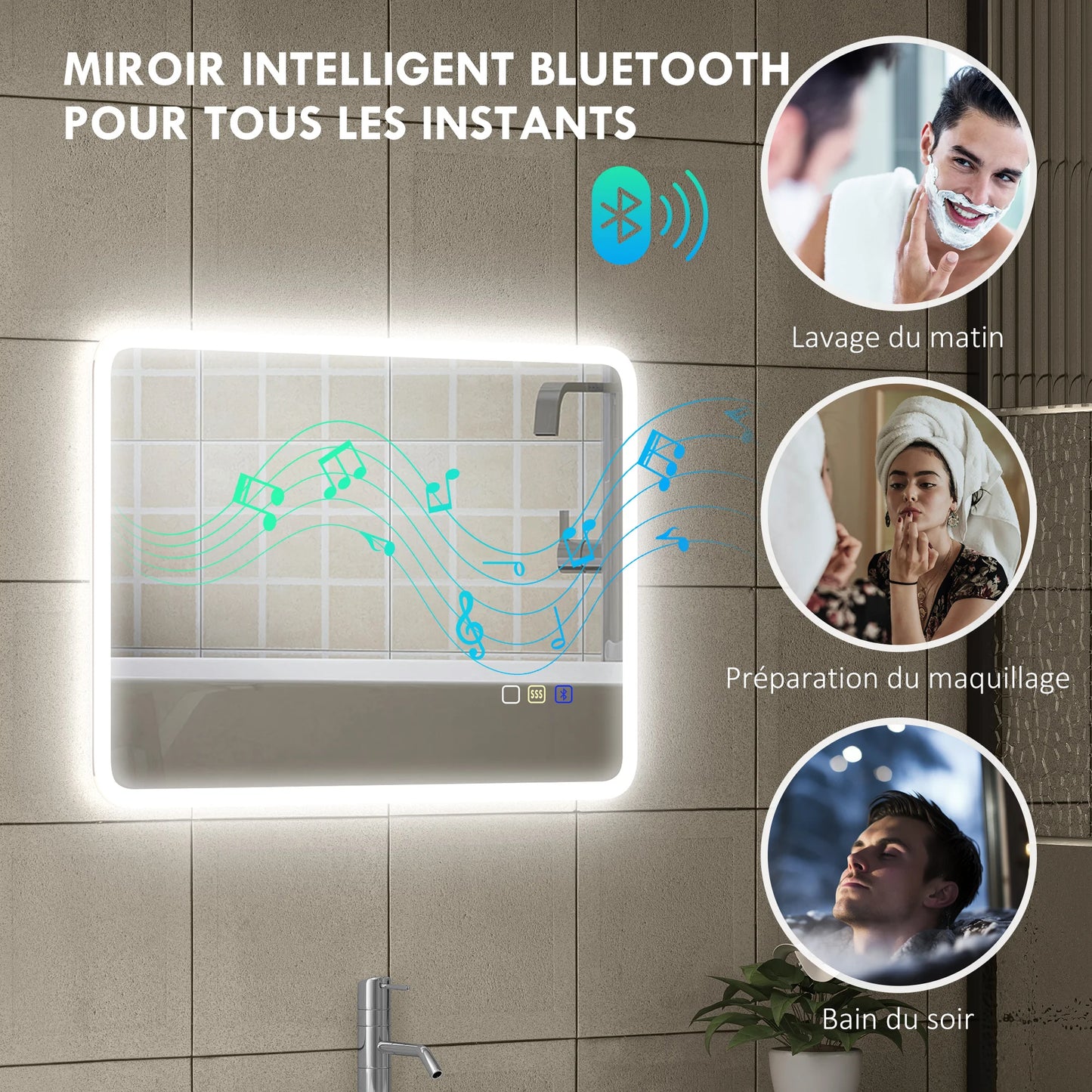 Miroir LED Bluetooth