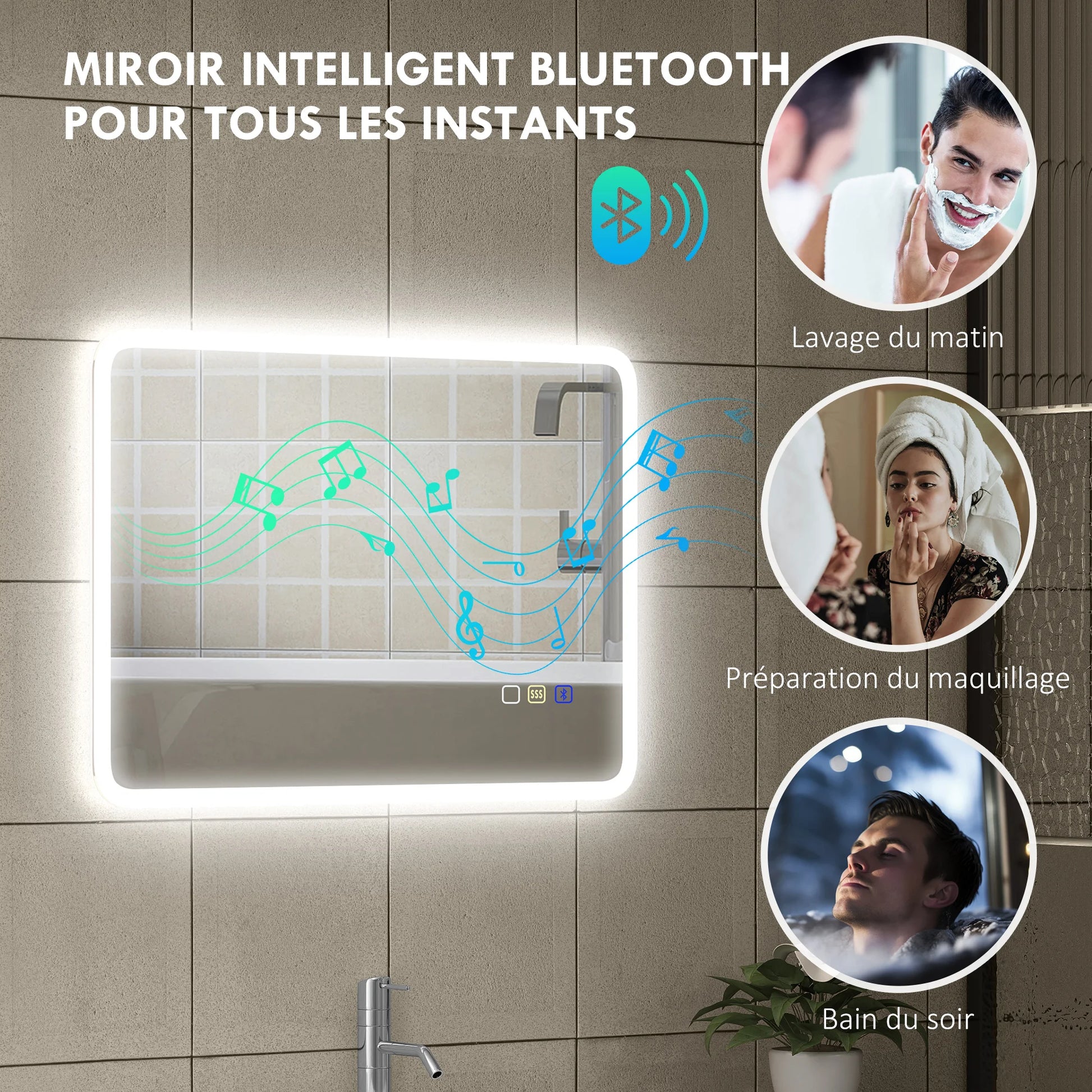 Miroir LED Bluetooth
