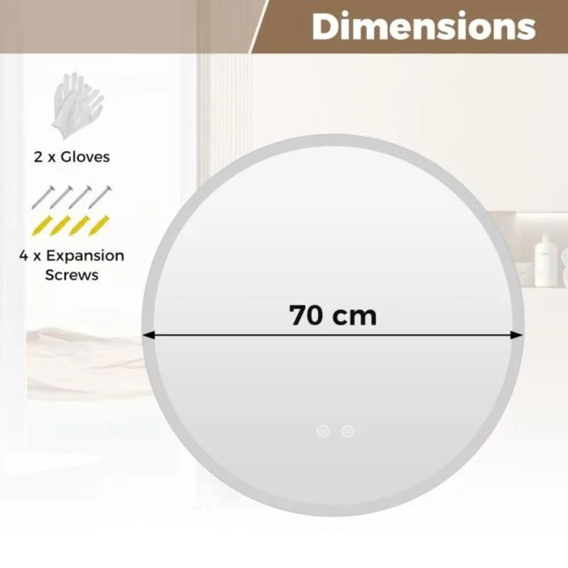 Miroir LED Rond Anti-Buée