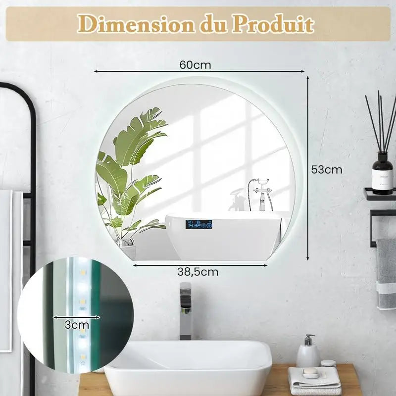 Miroir LED Demi-Lune